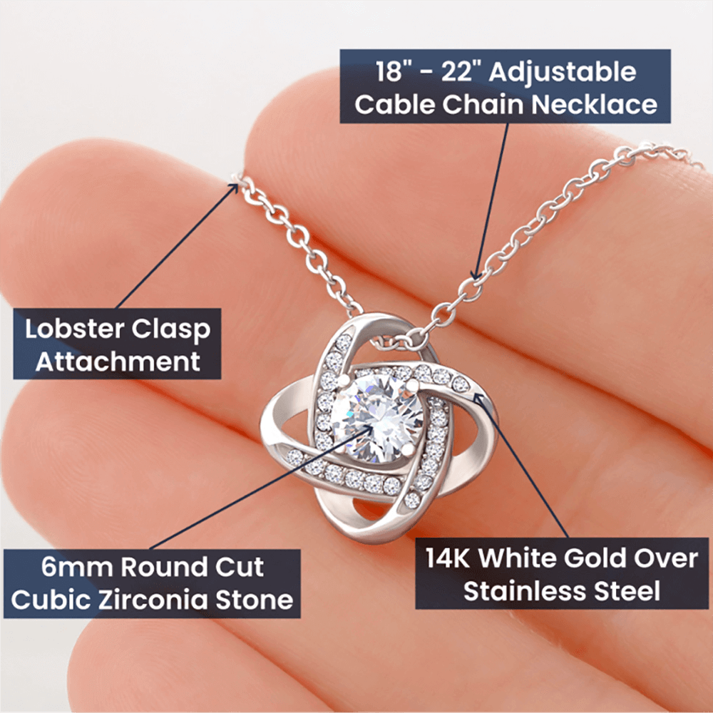 Love Knot Necklace — Cubic Zirconia Bond Pendant