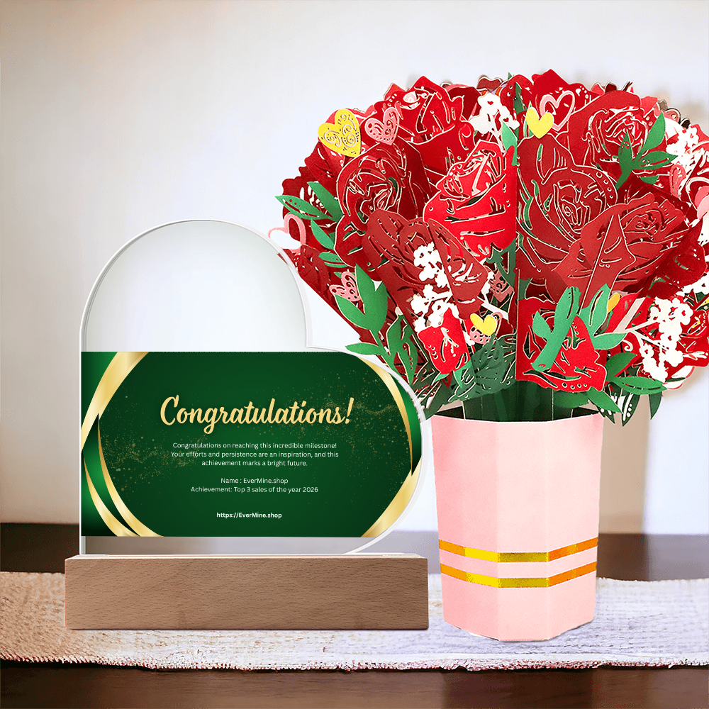 Heart Acrylic Plaque and Sweetest Devotion Flower Bouquet. ShineOn Fulfillment