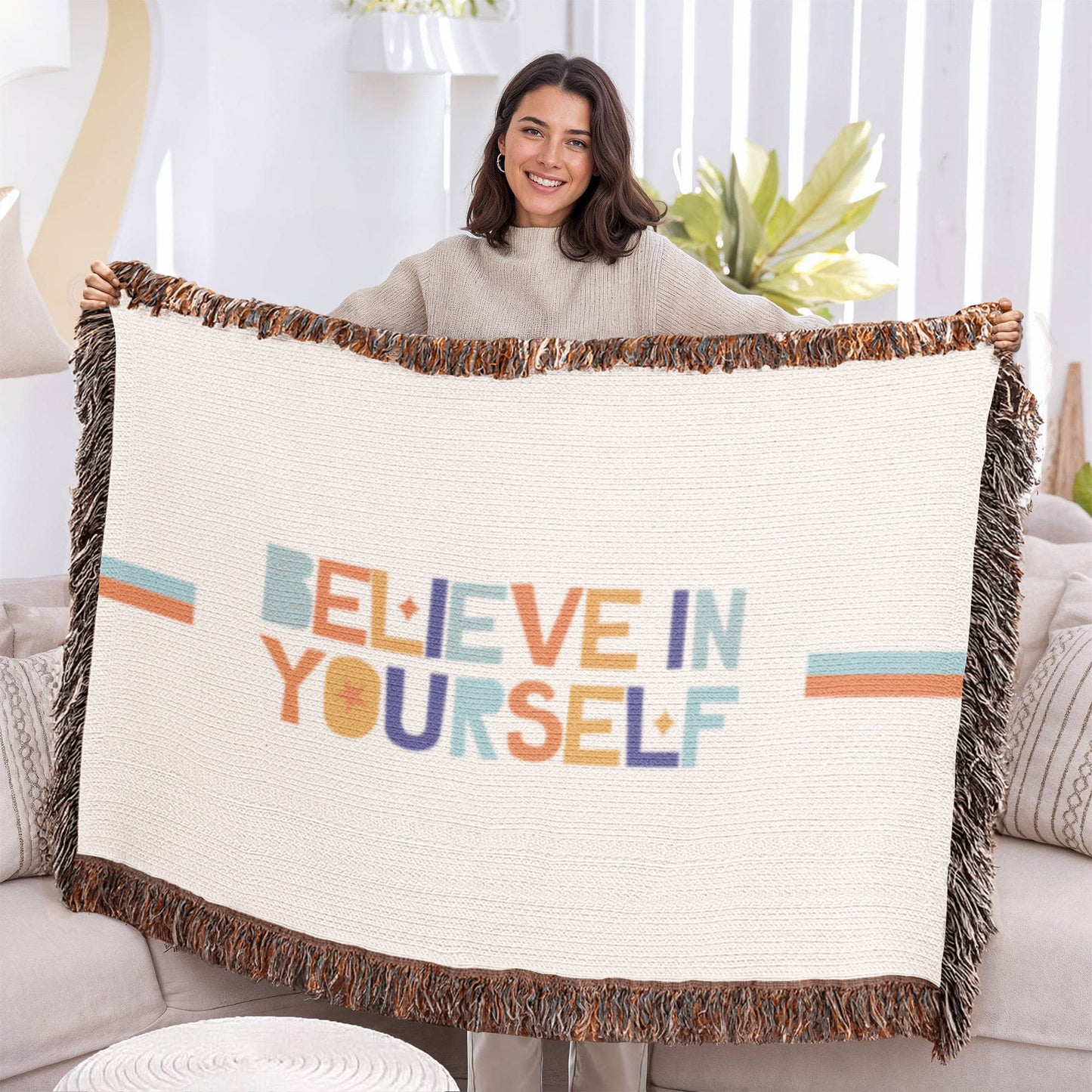 Quiet Strength — Woven Fringe Throw Blanket