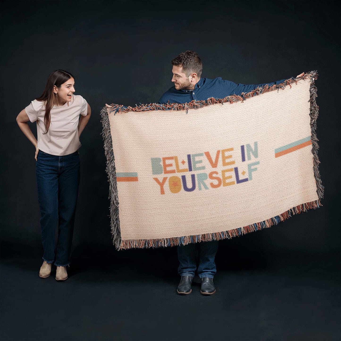 Quiet Strength — Woven Fringe Throw Blanket