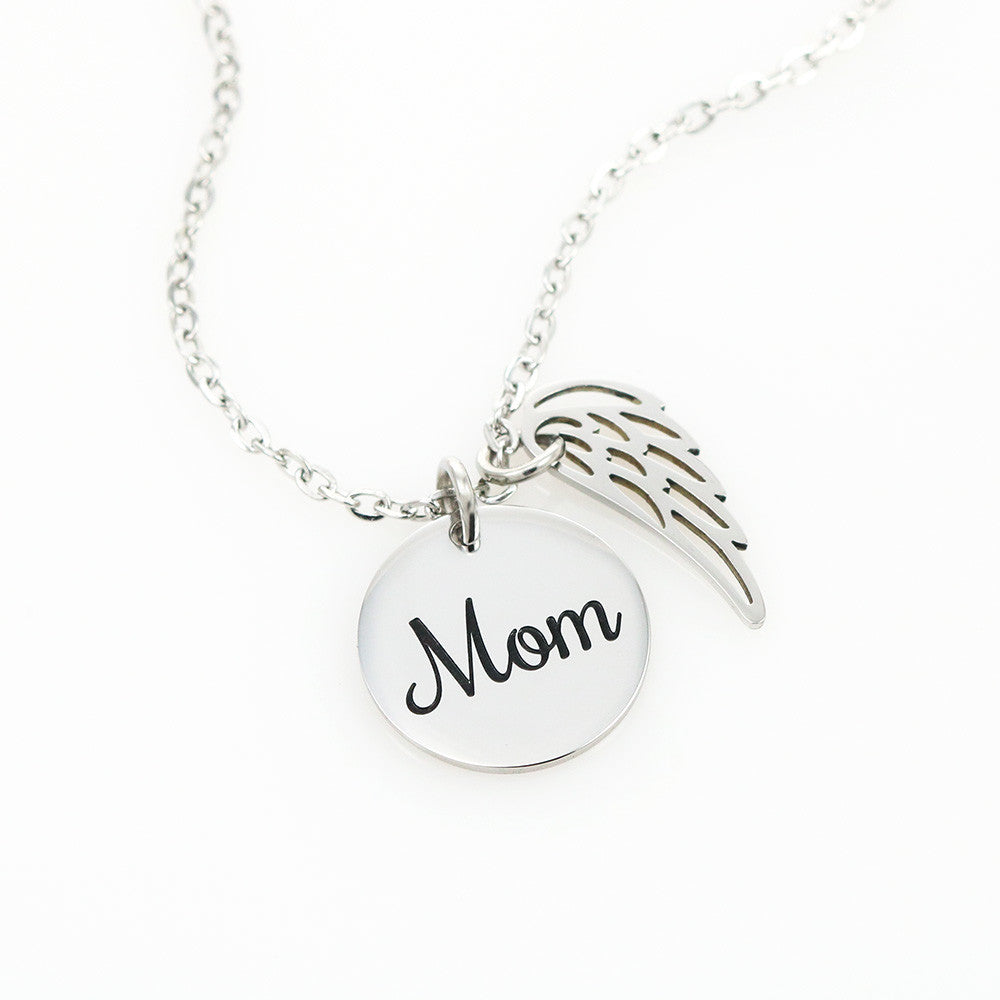 My First Hero – Gold Mom Disc Angel Wing Necklace